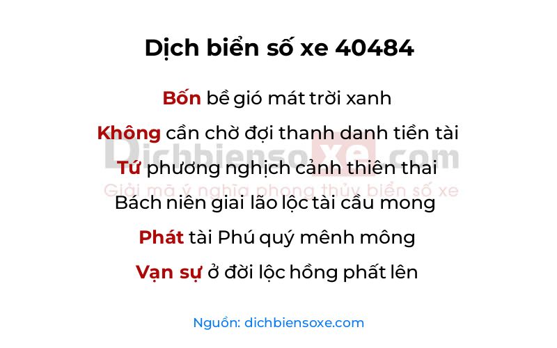 Dịch thơ biển số 40484