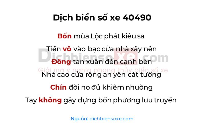 Dịch thơ biển số 40490