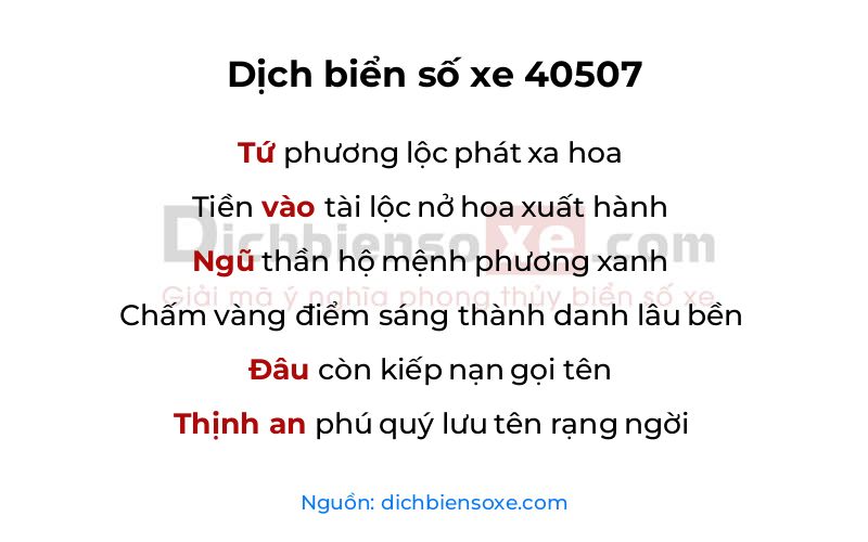 Dịch thơ biển số 40507