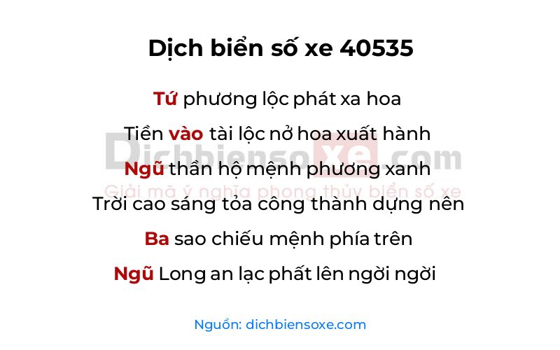 Dịch thơ biển số 40535