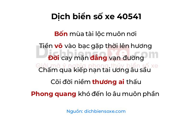 Dịch thơ biển số 40541