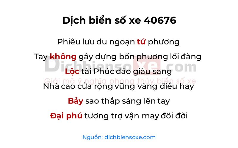 Dịch thơ biển số 40676
