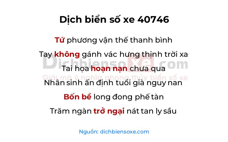 Dịch thơ biển số 40746