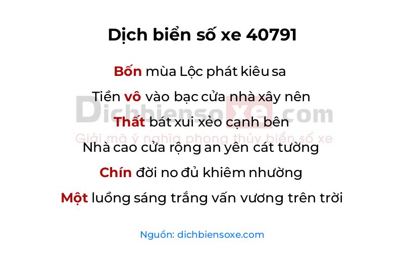 Dịch thơ biển số 40791