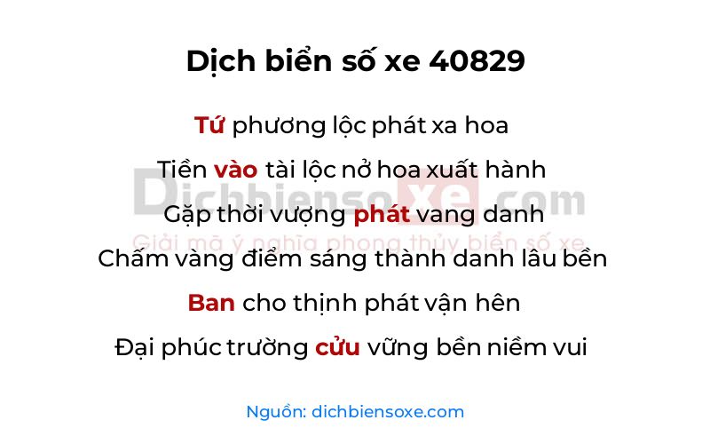 Dịch thơ biển số 40829