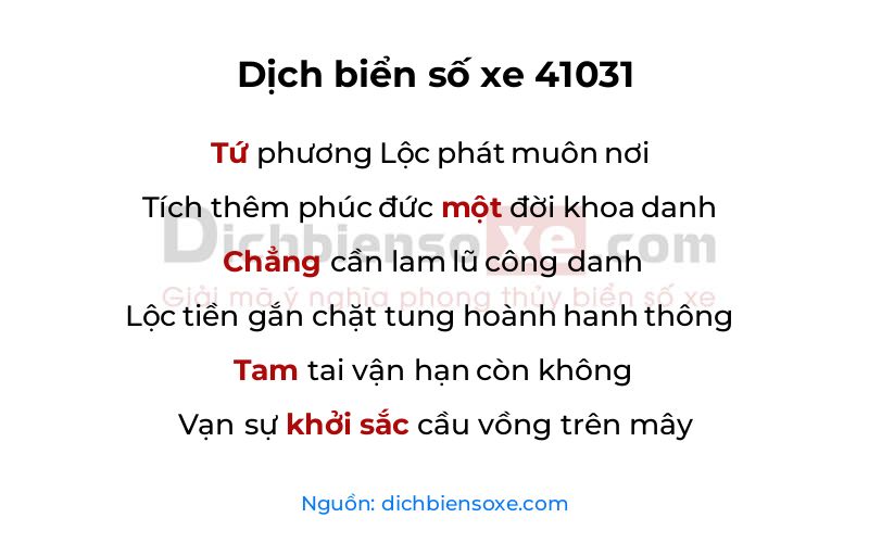 Dịch thơ biển số 41031