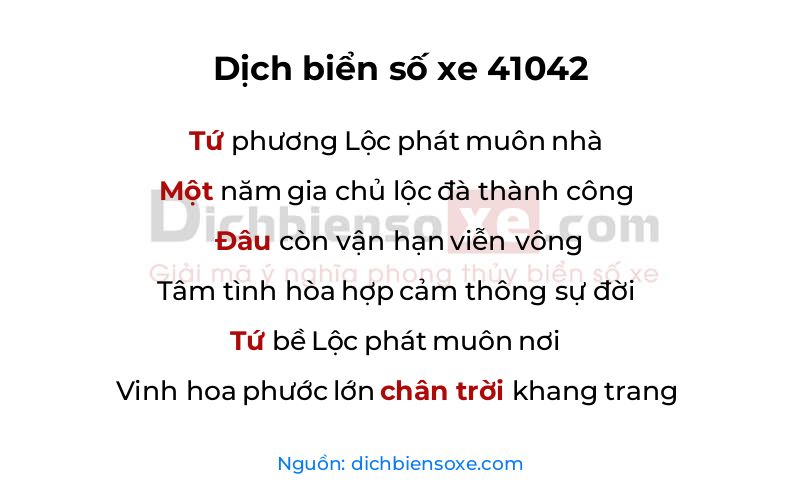 Dịch thơ biển số 41042