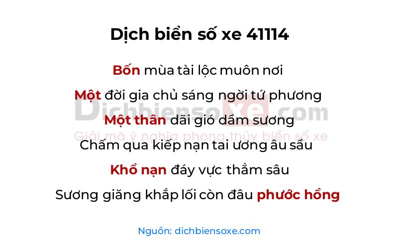 Dịch thơ biển số 41114