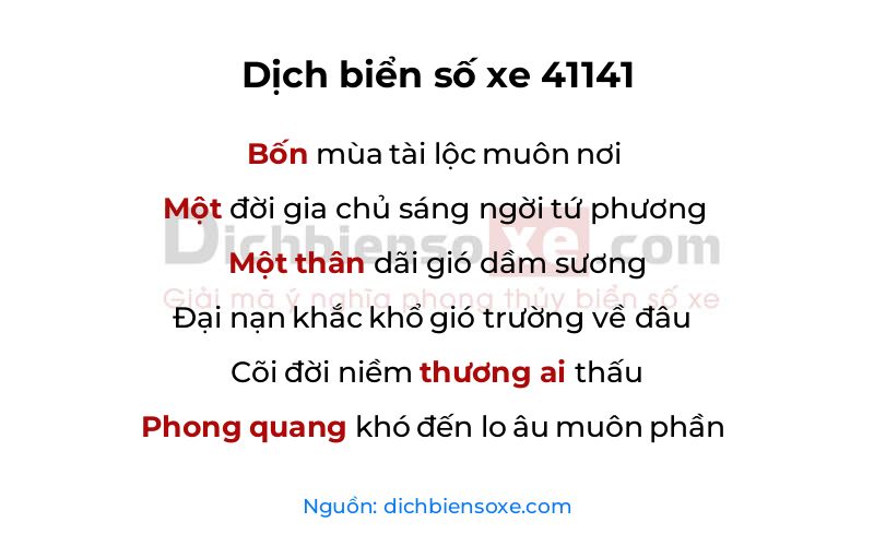 Dịch thơ biển số 41141