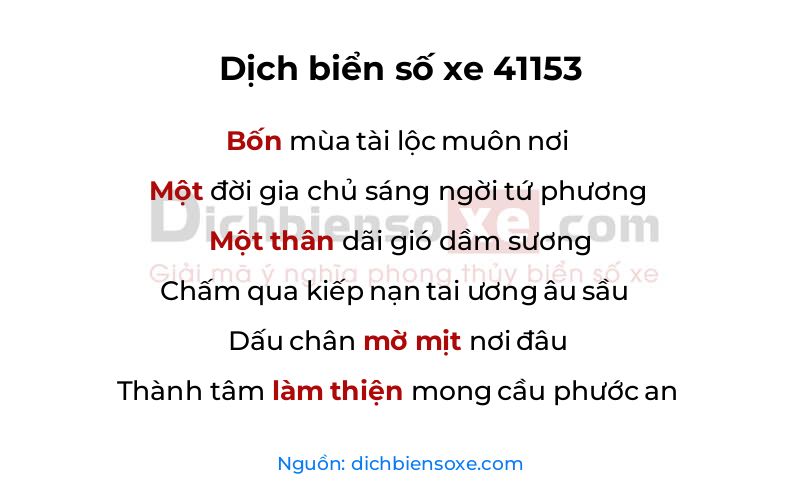 Dịch thơ biển số 41153