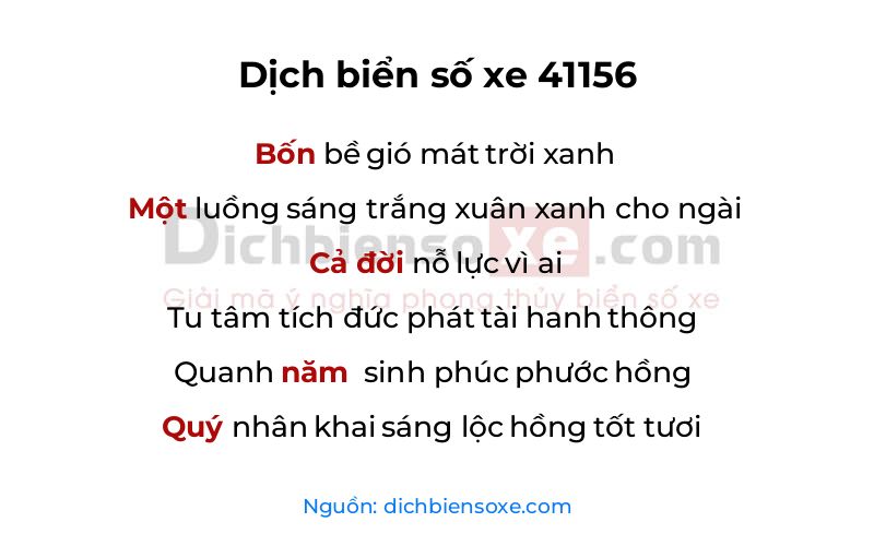Dịch thơ biển số 41156