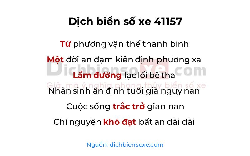 Dịch thơ biển số 41157