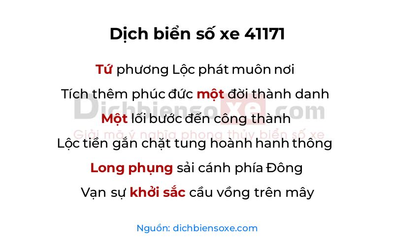 Dịch thơ biển số 41171