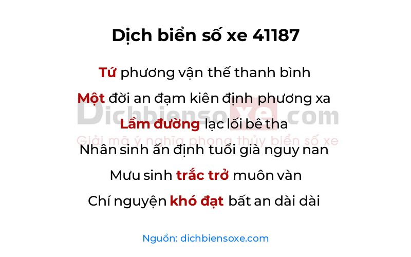 Dịch thơ biển số 41187