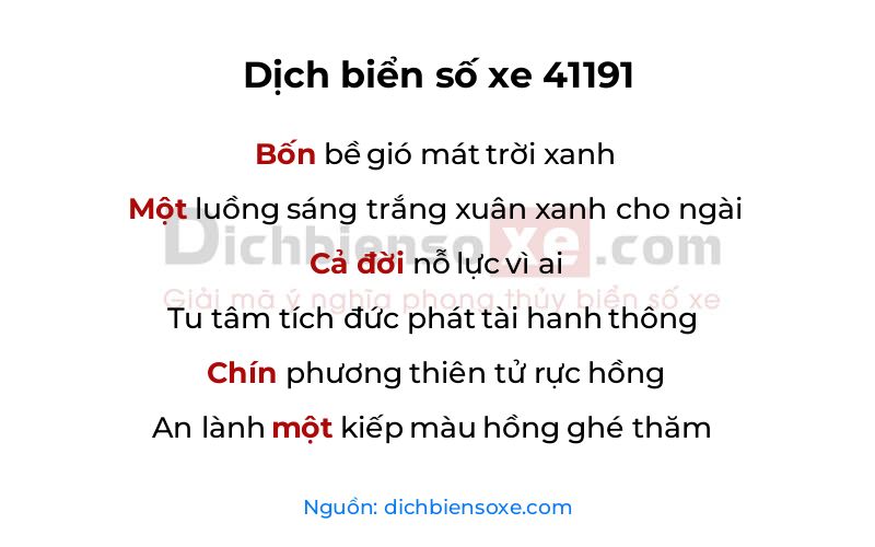 Dịch thơ biển số 41191