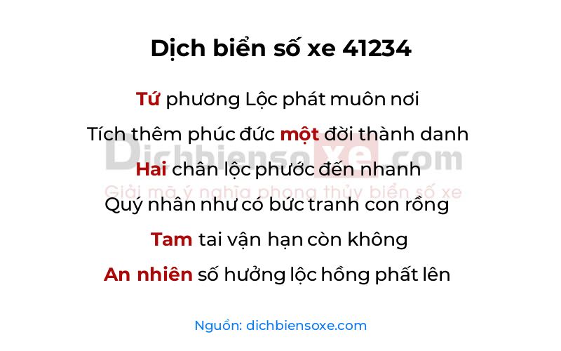 Dịch thơ biển số 41234