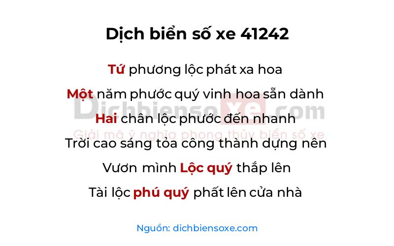 Dịch thơ biển số 41242
