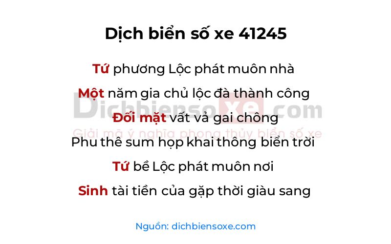 Dịch thơ biển số 41245