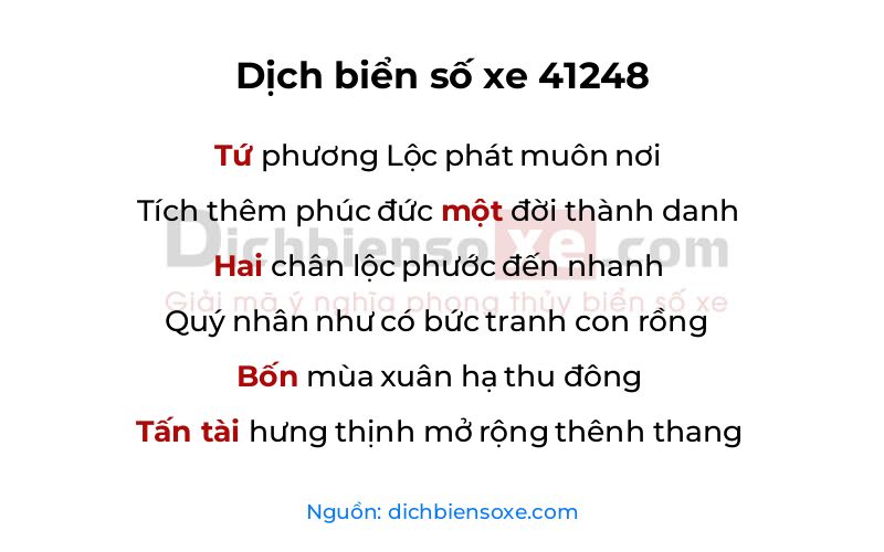 Dịch thơ biển số 41248