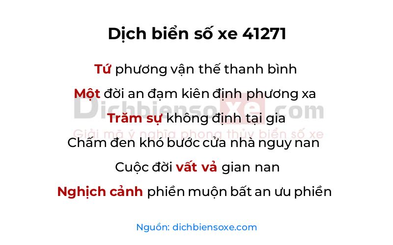Dịch thơ biển số 41271