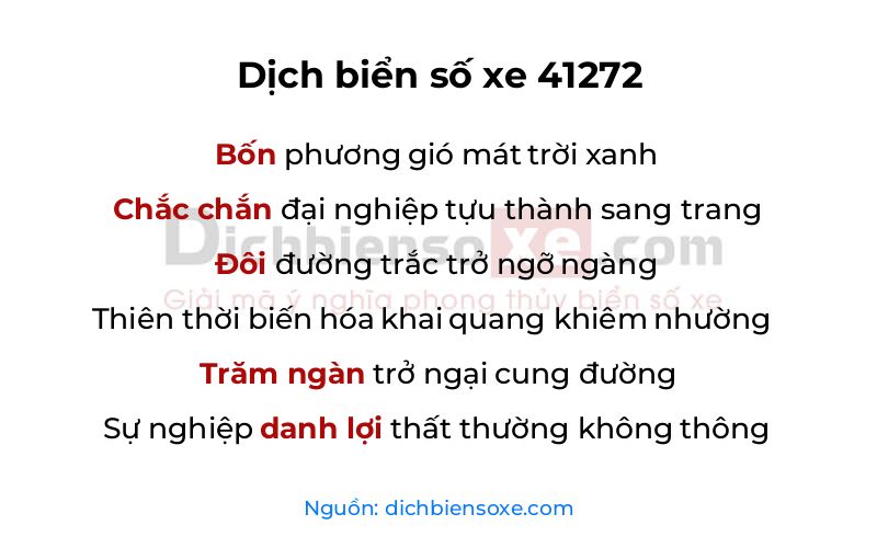 Dịch thơ biển số 41272