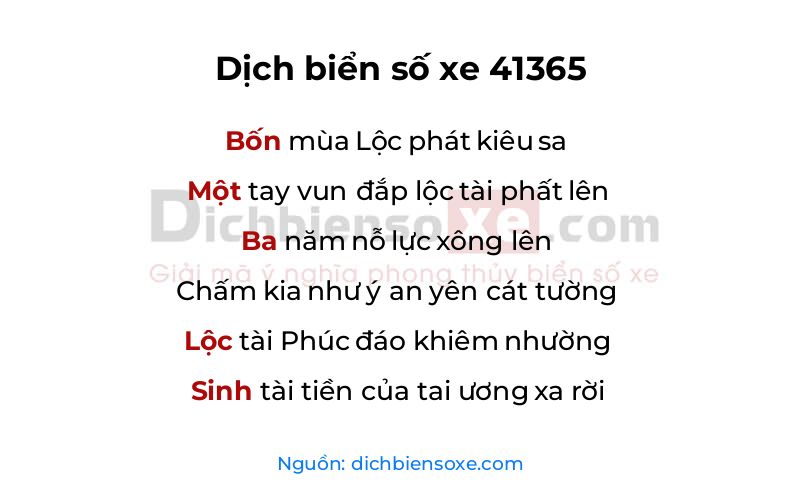 Dịch thơ biển số 41365