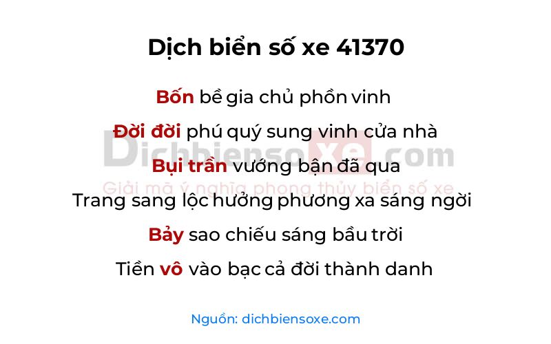 Dịch thơ biển số 41370