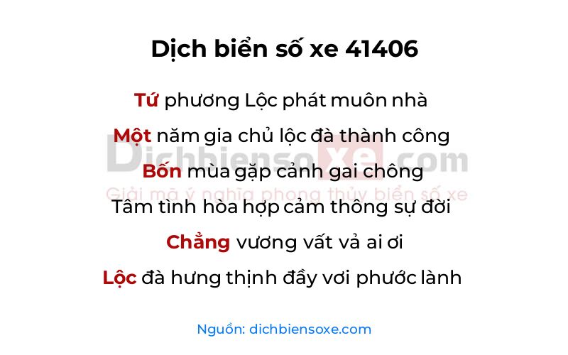 Dịch thơ biển số 41406