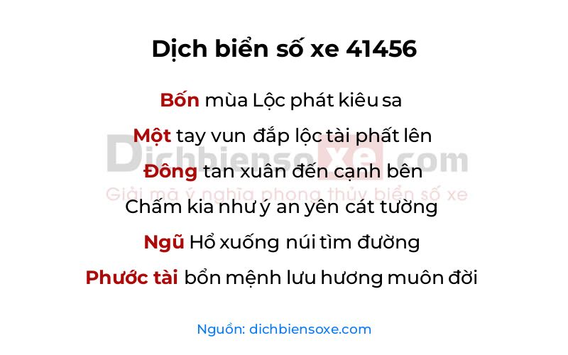 Dịch thơ biển số 41456