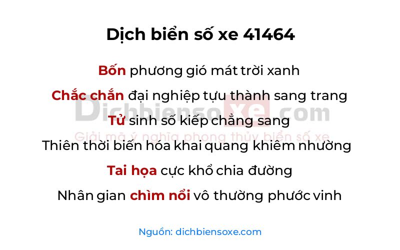 Dịch thơ biển số 41464
