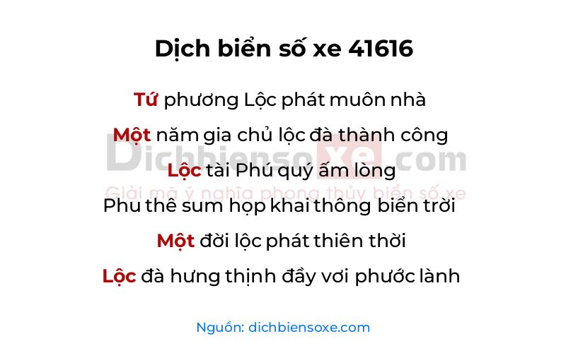 Dịch thơ biển số 41616