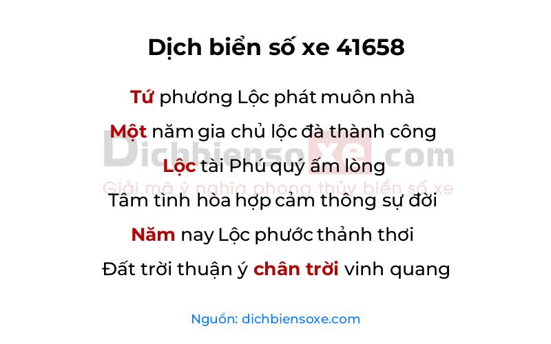 Dịch thơ biển số 41658
