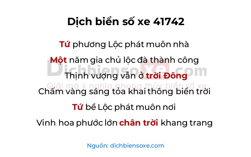 Dịch thơ biển số 41742