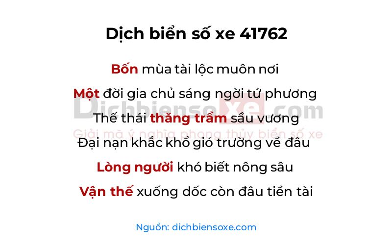 Dịch thơ biển số 41762