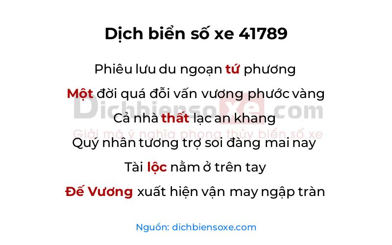 Dịch thơ biển số 41789