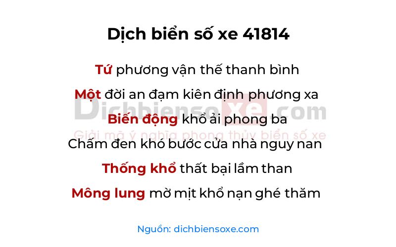 Dịch thơ biển số 41814