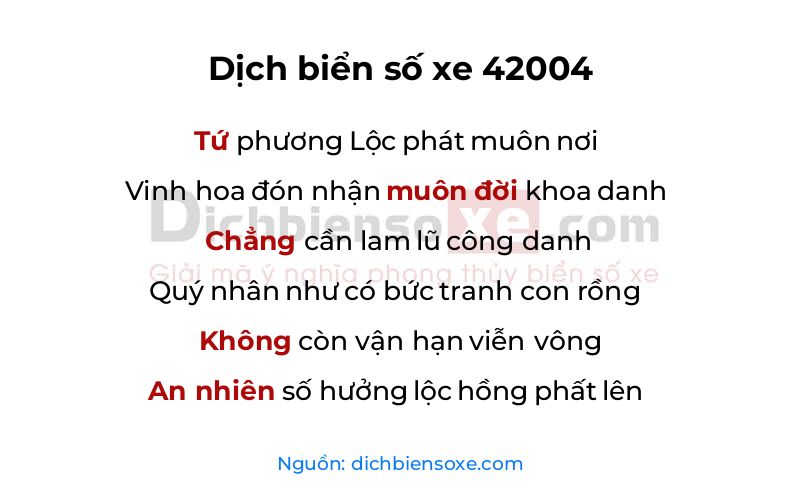 Dịch thơ biển số 42004