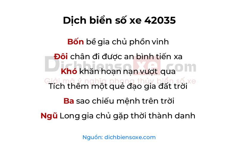 Dịch thơ biển số 42035