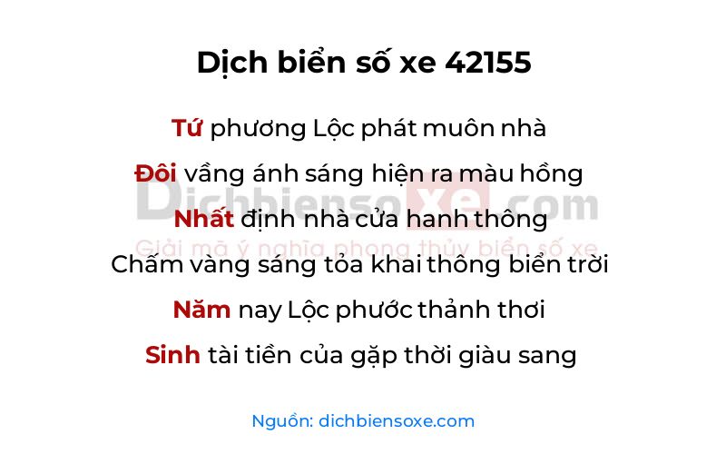 Dịch thơ biển số 42155