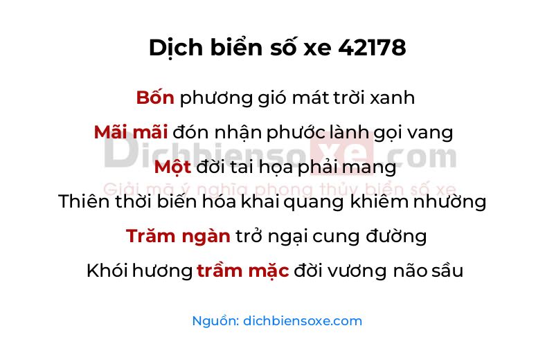 Dịch thơ biển số 42178