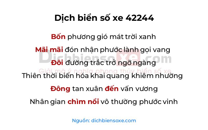 Dịch thơ biển số 42244