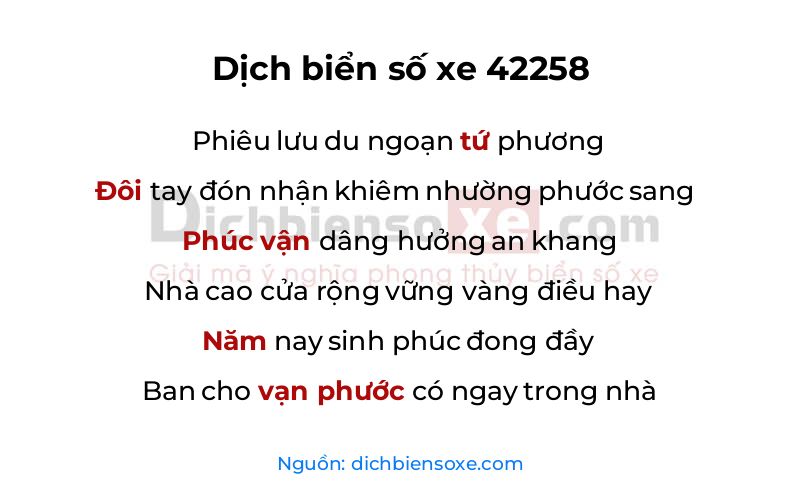 Dịch thơ biển số 42258