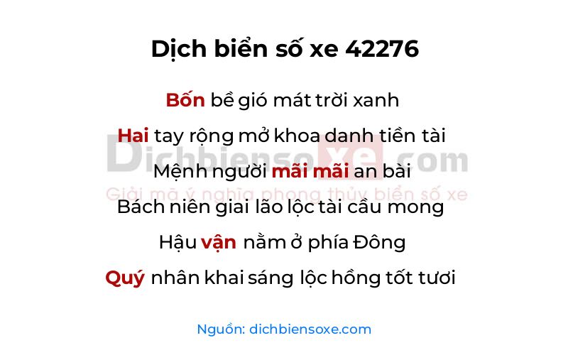 Dịch thơ biển số 42276