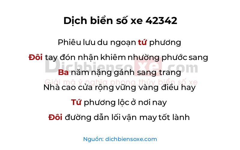 Dịch thơ biển số 42342