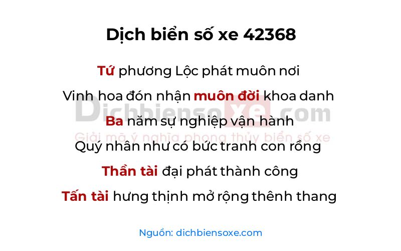 Dịch thơ biển số 42368