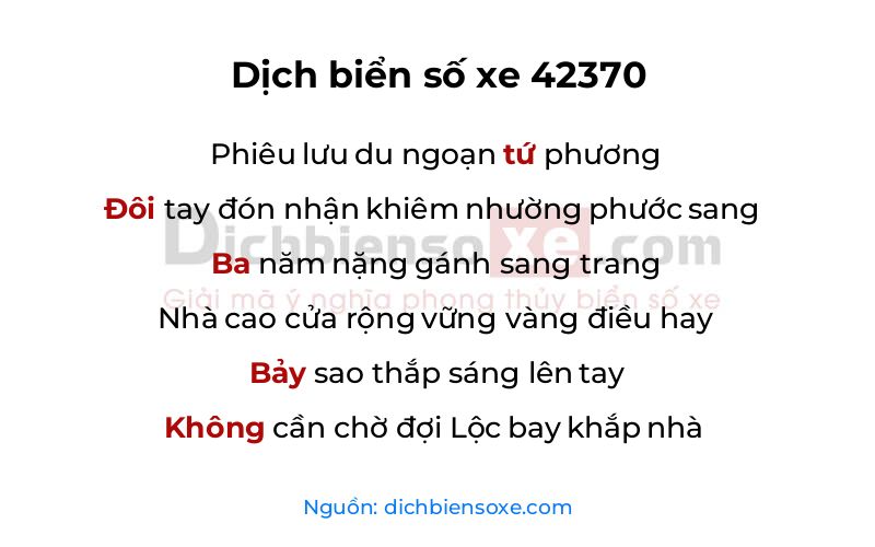Dịch thơ biển số 42370
