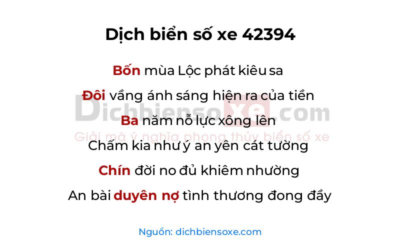 Dịch thơ biển số 42394