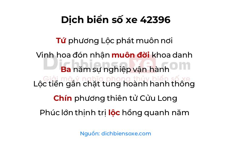Dịch thơ biển số 42396