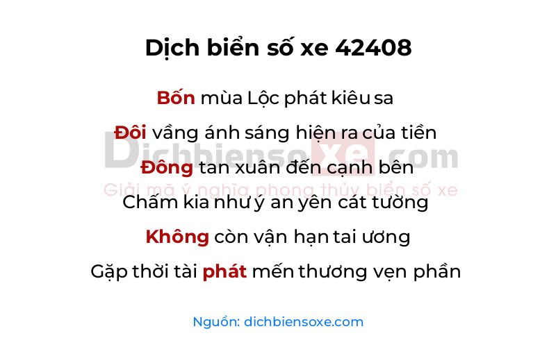Dịch thơ biển số 42408
