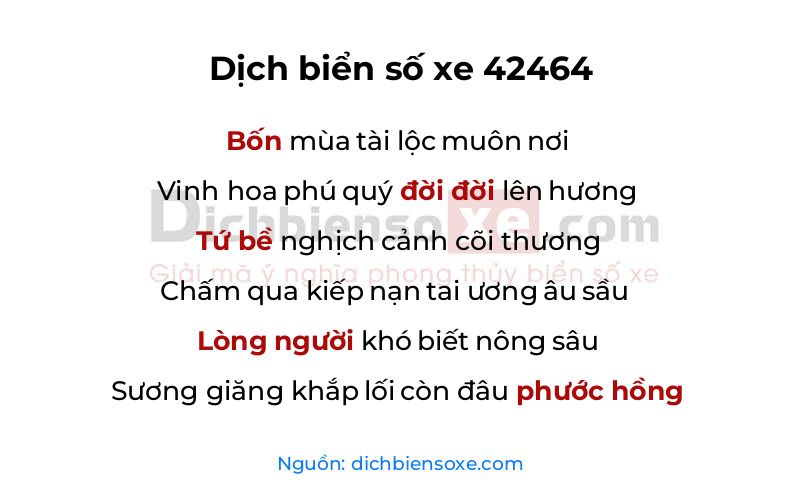 Dịch thơ biển số 42464